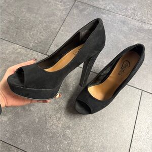 Candie's Elegant Black Peep Toe Heels